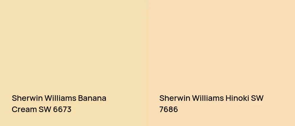 Sherwin Williams Banana Cream SW 6673 vs Sherwin Williams Hinoki SW 7686