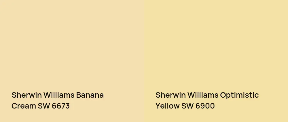 Sherwin Williams Banana Cream SW 6673 vs Sherwin Williams Optimistic Yellow SW 6900