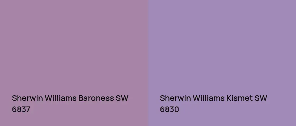 Sherwin Williams Baroness SW 6837 vs Sherwin Williams Kismet SW 6830