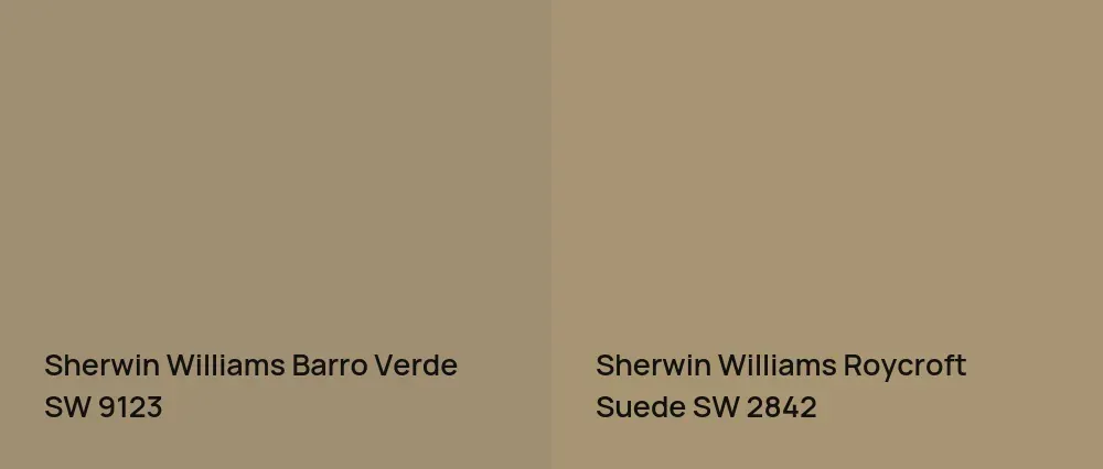 Sherwin Williams Barro Verde SW 9123 vs Sherwin Williams Roycroft Suede SW 2842