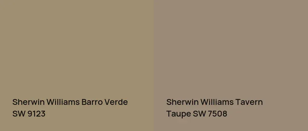 Sherwin Williams Barro Verde SW 9123 vs Sherwin Williams Tavern Taupe SW 7508