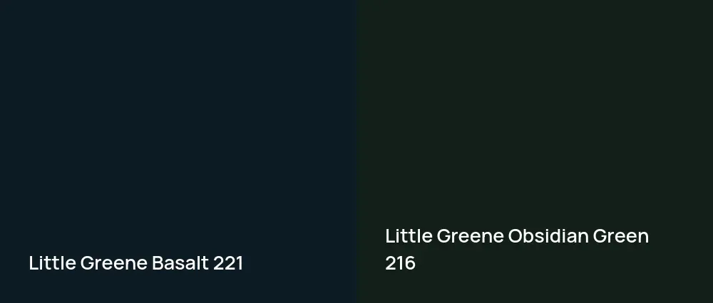 Little Greene Basalt 221 vs Little Greene Obsidian Green 216