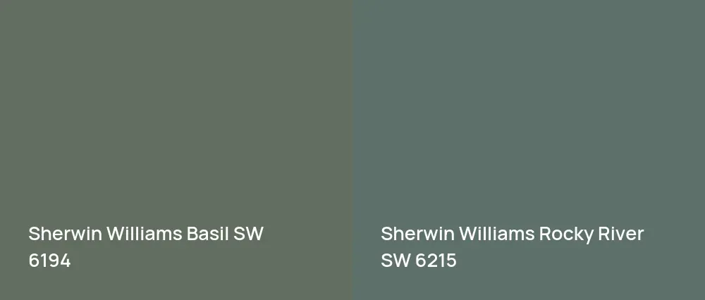 Sherwin Williams Basil SW 6194 vs Sherwin Williams Rocky River SW 6215