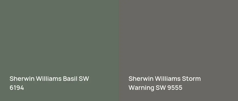Sherwin Williams Basil SW 6194 vs Sherwin Williams Storm Warning SW 9555