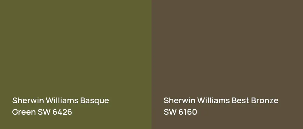 Sherwin Williams Basque Green SW 6426 vs Sherwin Williams Best Bronze SW 6160