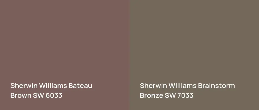 Sherwin Williams Bateau Brown SW 6033 vs Sherwin Williams Brainstorm Bronze SW 7033