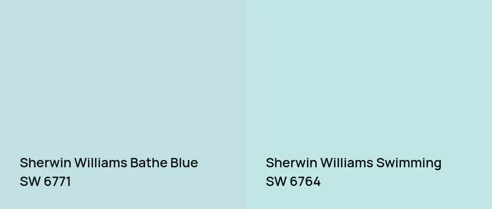 Sherwin Williams Bathe Blue SW 6771 vs Sherwin Williams Swimming SW 6764