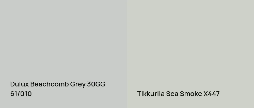Dulux Beachcomb Grey 30GG 61/010 vs Tikkurila Sea Smoke X447
