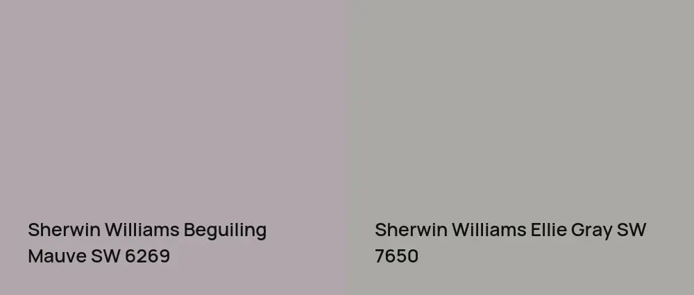 Sherwin Williams Beguiling Mauve SW 6269 vs Sherwin Williams Ellie Gray SW 7650