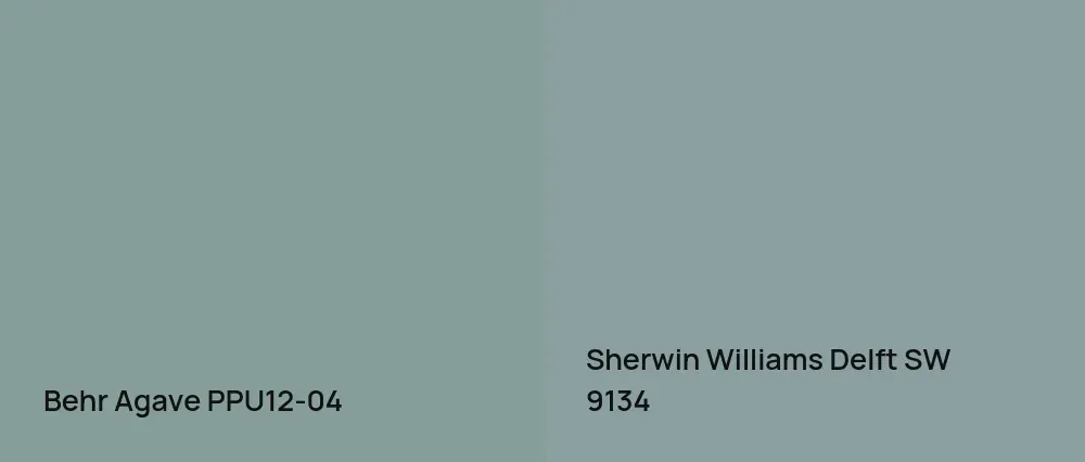 Behr Agave PPU12-04 vs Sherwin Williams Delft SW 9134