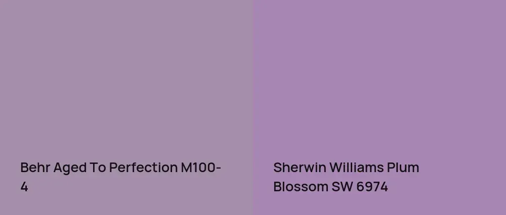 Behr Aged To Perfection M100-4 vs Sherwin Williams Plum Blossom SW 6974
