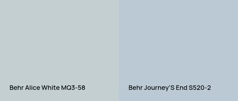 Behr Alice White MQ3-58 vs Behr Journey'S End S520-2