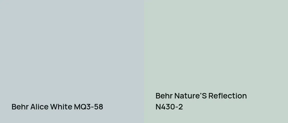Behr Alice White MQ3-58 vs Behr Nature'S Reflection N430-2