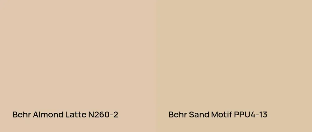 Behr Almond Latte N260-2 vs Behr Sand Motif PPU4-13