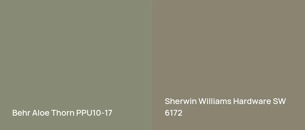 Behr Aloe Thorn PPU10-17 vs Sherwin Williams Hardware SW 6172