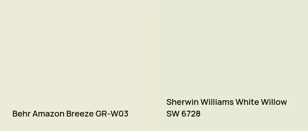 Behr Amazon Breeze GR-W03 vs Sherwin Williams White Willow SW 6728