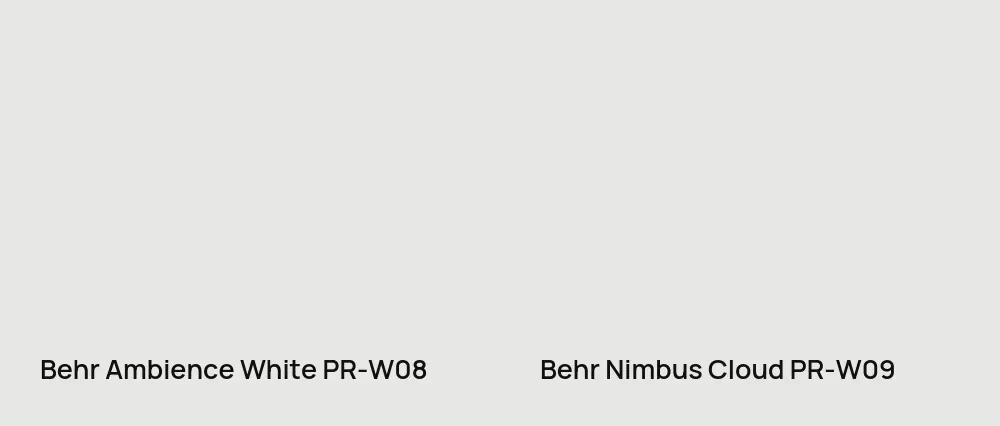 Behr Ambience White PR-W08 vs Behr Nimbus Cloud PR-W09