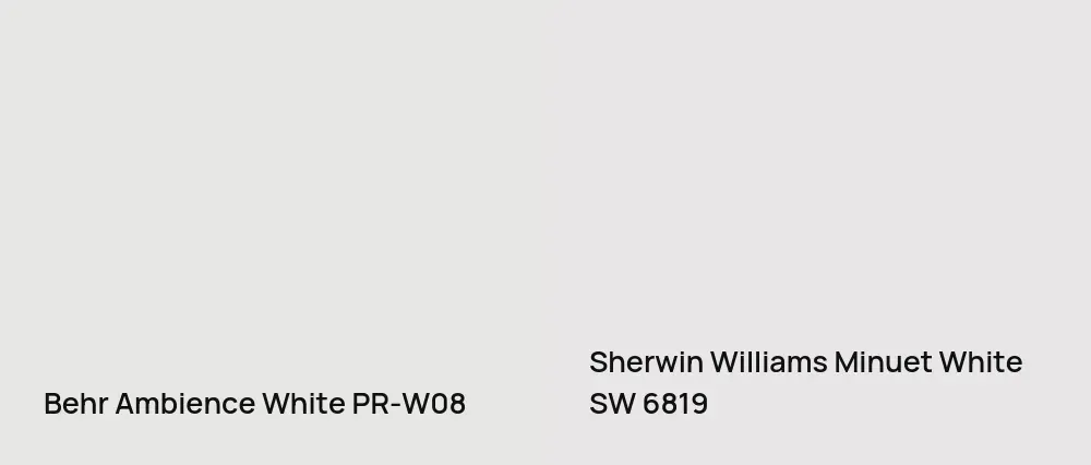 Behr Ambience White PR-W08 vs Sherwin Williams Minuet White SW 6819