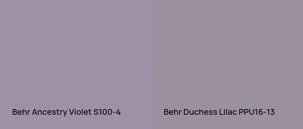 Behr Ancestry Violet S100-4 vs Behr Duchess Lilac PPU16-13