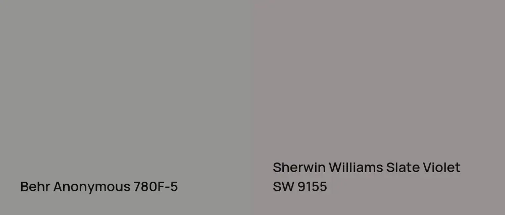 Behr Anonymous 780F-5 vs Sherwin Williams Slate Violet SW 9155