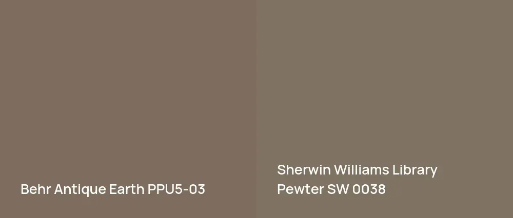 Behr Antique Earth PPU5-03 vs Sherwin Williams Library Pewter SW 0038