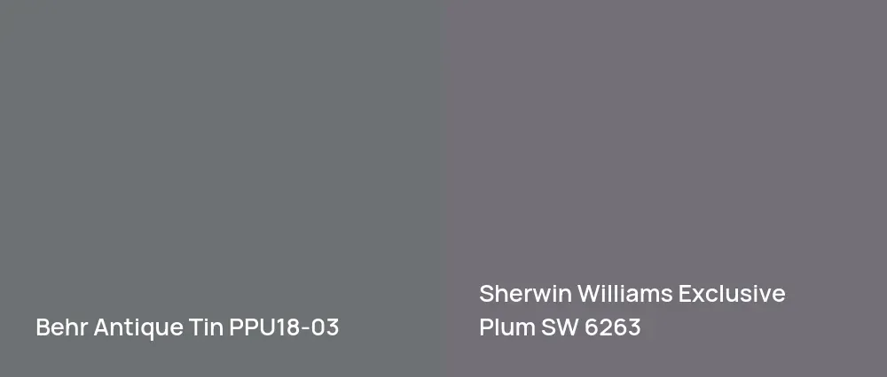 Behr Antique Tin PPU18-03 vs Sherwin Williams Exclusive Plum SW 6263