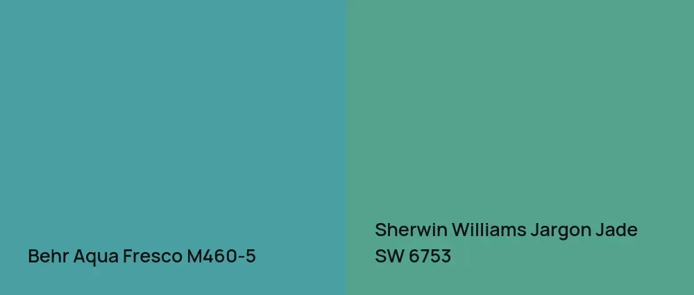 Behr Aqua Fresco M460-5 vs Sherwin Williams Jargon Jade SW 6753