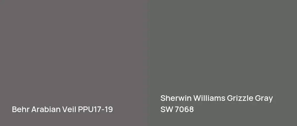 Behr Arabian Veil PPU17-19 vs Sherwin Williams Grizzle Gray SW 7068