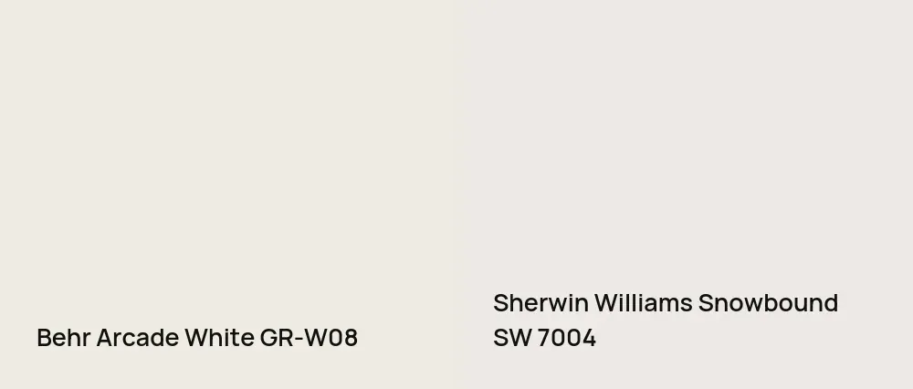 Behr Arcade White GR-W08 vs Sherwin Williams Snowbound SW 7004