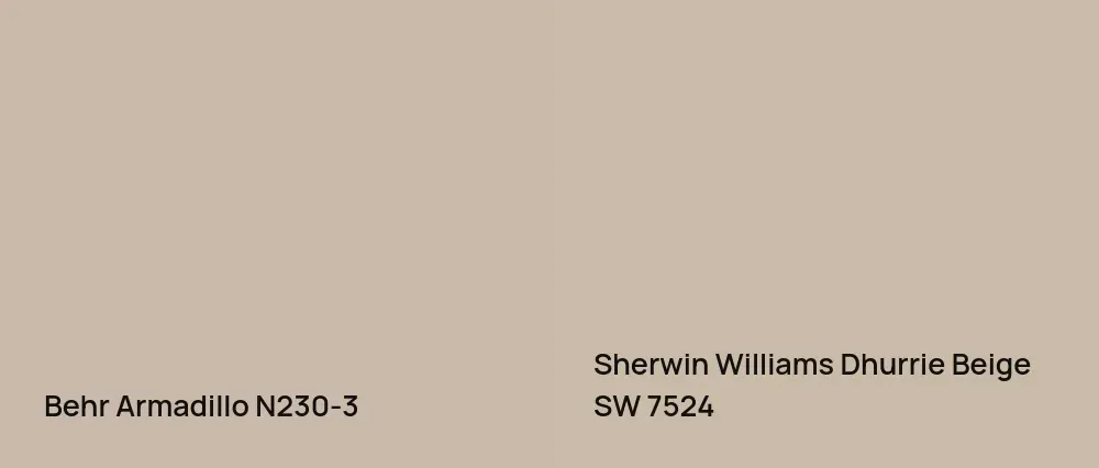 Behr Armadillo N230-3 vs Sherwin Williams Dhurrie Beige SW 7524