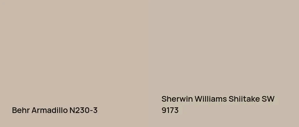 Behr Armadillo N230-3 vs Sherwin Williams Shiitake SW 9173