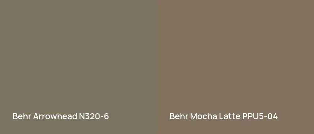Behr Arrowhead N320-6 vs Behr Mocha Latte PPU5-04