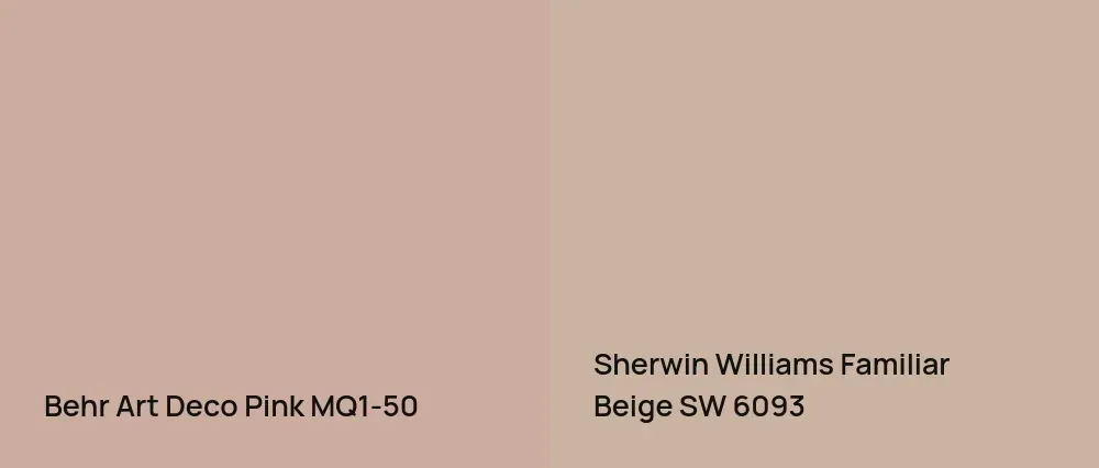 Behr Art Deco Pink MQ1-50 vs Sherwin Williams Familiar Beige SW 6093