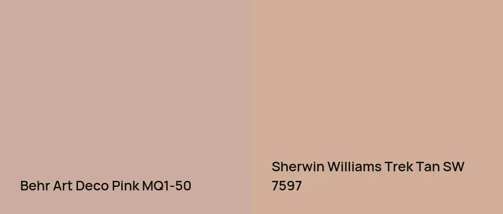 Behr Art Deco Pink MQ1-50 vs Sherwin Williams Trek Tan SW 7597