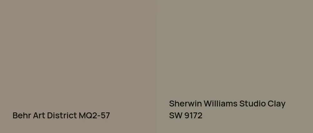Behr Art District MQ2-57 vs Sherwin Williams Studio Clay SW 9172
