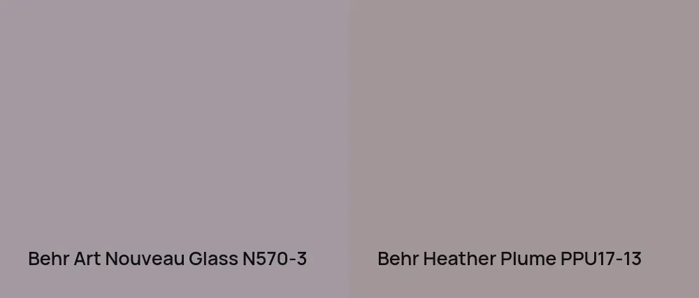 Behr Art Nouveau Glass N570-3 vs Behr Heather Plume PPU17-13