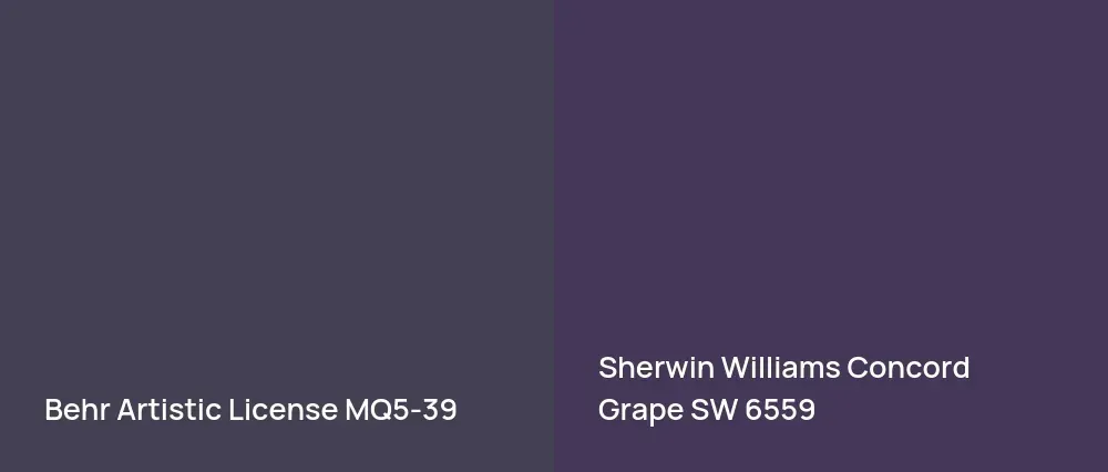 Behr Artistic License MQ5-39 vs Sherwin Williams Concord Grape SW 6559