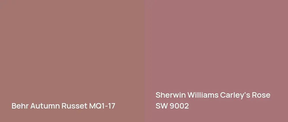 Behr Autumn Russet MQ1-17 vs Sherwin Williams Carley's Rose SW 9002