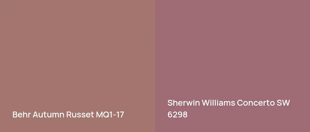 Behr Autumn Russet MQ1-17 vs Sherwin Williams Concerto SW 6298