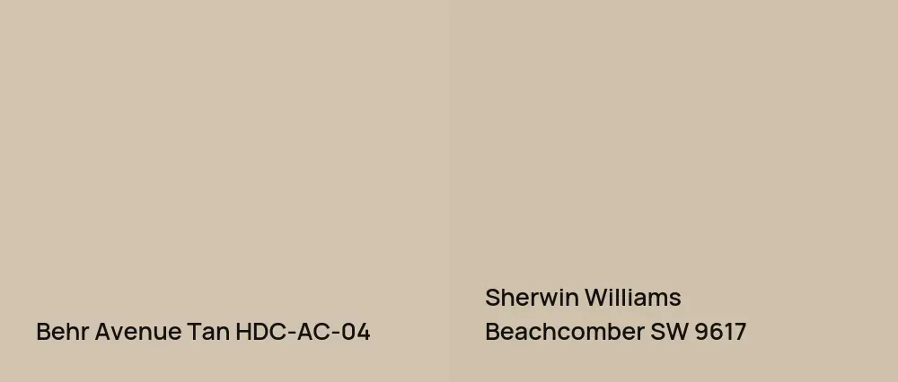 Behr Avenue Tan HDC-AC-04 vs Sherwin Williams Beachcomber SW 9617