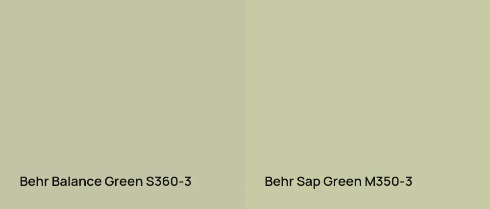 Behr Balance Green S360-3 vs Behr Sap Green M350-3