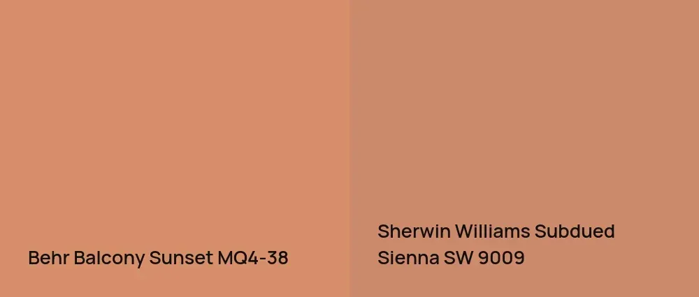 Behr Balcony Sunset MQ4-38 vs Sherwin Williams Subdued Sienna SW 9009