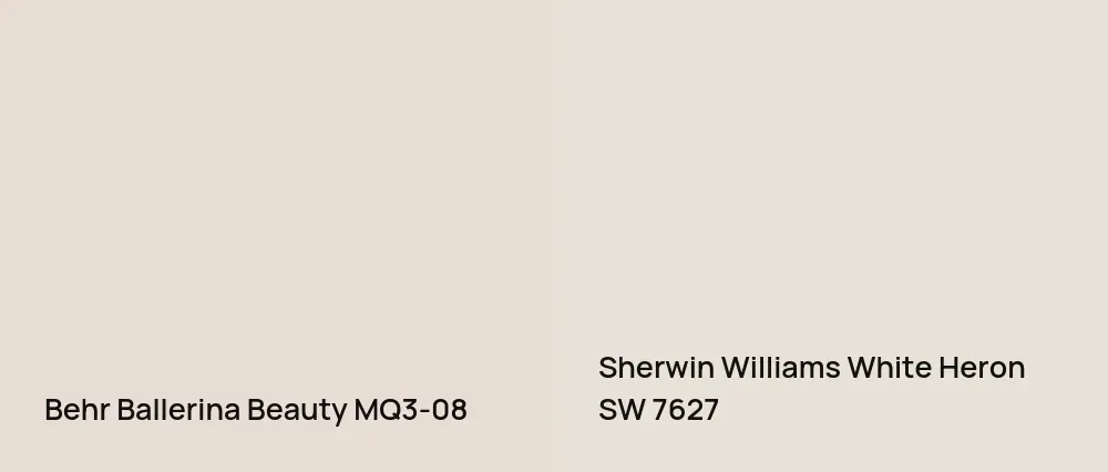 Behr Ballerina Beauty MQ3-08 vs Sherwin Williams White Heron SW 7627