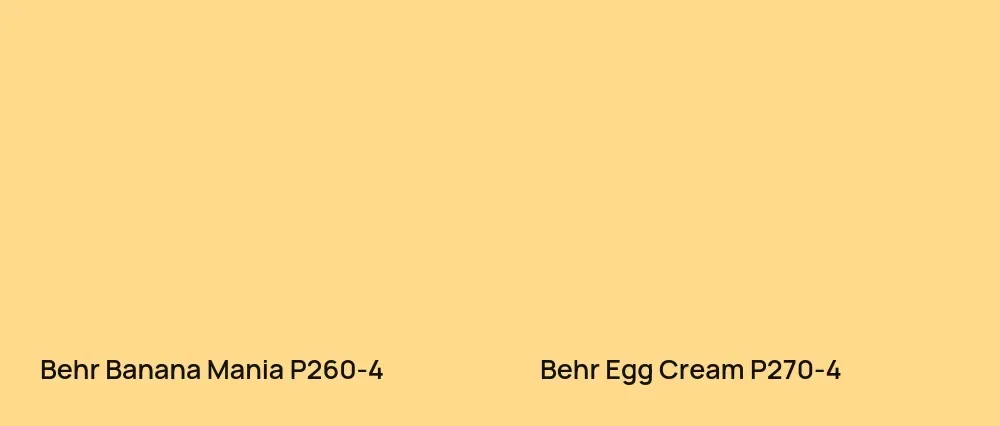 Behr Banana Mania P260-4 vs Behr Egg Cream P270-4