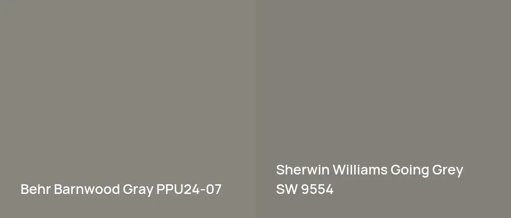 Behr Barnwood Gray PPU24-07 vs Sherwin Williams Going Grey SW 9554