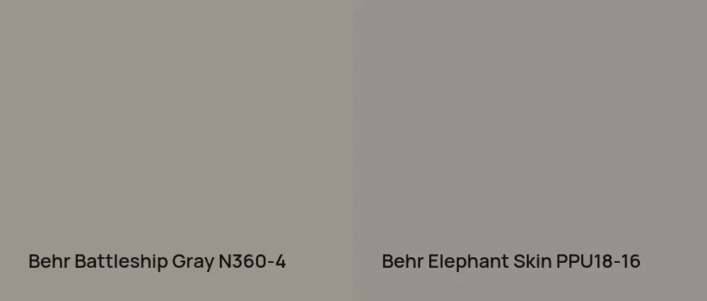 Behr Battleship Gray N360-4 vs Behr Elephant Skin PPU18-16