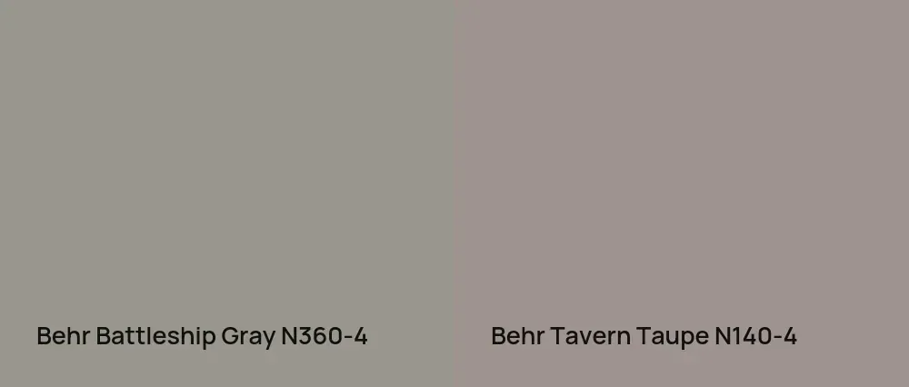 Behr Battleship Gray N360-4 vs Behr Tavern Taupe N140-4