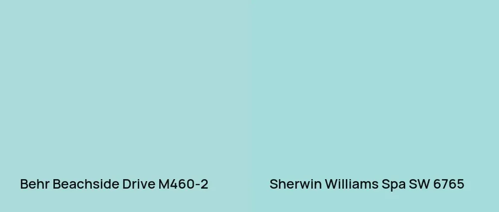 Behr Beachside Drive M460-2 vs Sherwin Williams Spa SW 6765