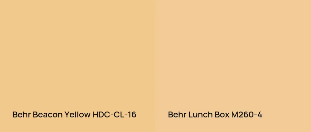 Behr Beacon Yellow HDC-CL-16 vs Behr Lunch Box M260-4