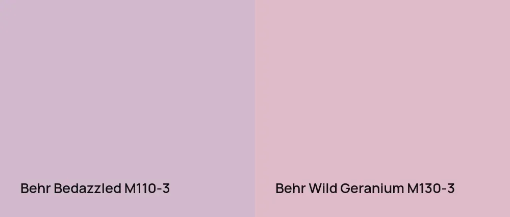 Behr Bedazzled M110-3 vs Behr Wild Geranium M130-3